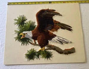 Sunset Stitchery Crewel Embroidery MAJESTIC EAGLE #2555 16x 20 Vintage Finished - Picture 1 of 4