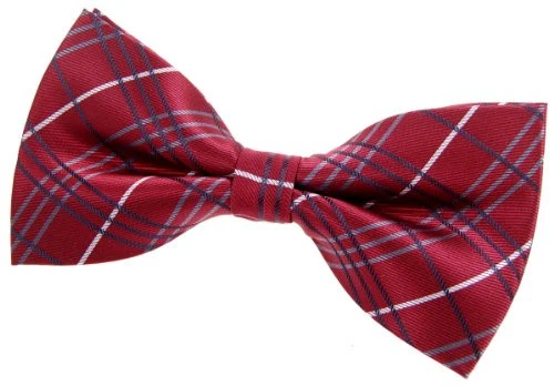  Pajarita preatada de microfibra tejida a cuadros escoceses (5") borgoña Foto 1 de 1