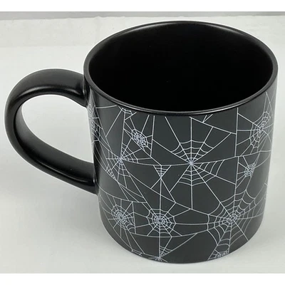 Set of 2 Hyde and Eek! Boutique Stoneware Mugs - Black Spiderweb Halloween Decor