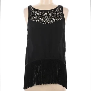 FRENCH CORNER Soho Black Fringe Tank Top Sleeveless Size:Medium. NEW w/Tags - Picture 1 of 8