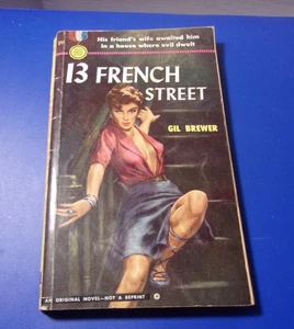 13 French Street by Gil Brewer 1950's Vintage Paperback Book - Bild 1 von 3