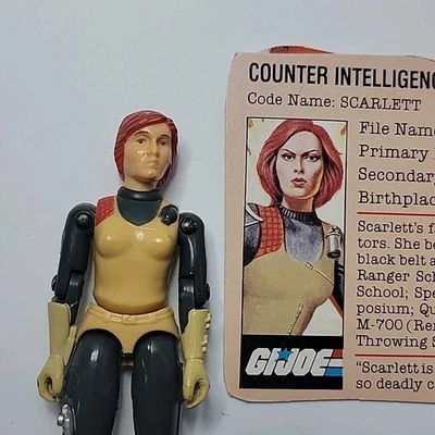 1982 Vintage GI Joe Lote 3.75 ARAH Scarlett v1 Brazo Recto Filecard BrokenCrotch Foto 1 de 4