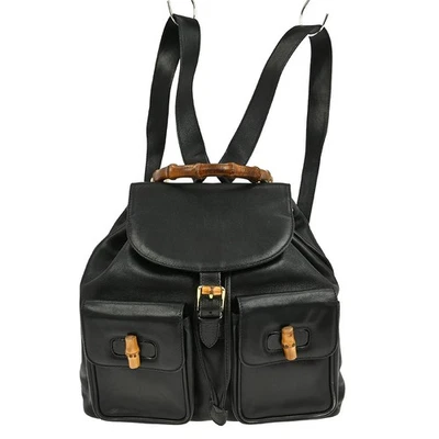 GUCCI BLACK BAMBOO BACKPACK 003.1008 0016 YQ01274 - Image 1 of 4