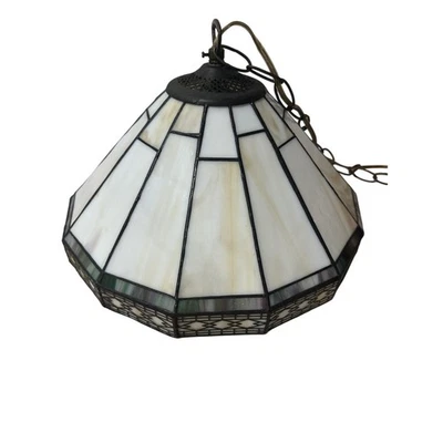 Pingente de teto estilo Tiffany vitral escória pendurado abajur com corrente - Imagem 1 de 4