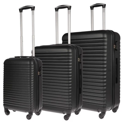 3 tlg Hartschalen Kofferset Reisekoffer Trolley Koffer M-L-XL Set Schwarz  - Bild 1 von 4