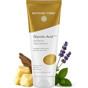 Exfoliating Glycolic Acid Facial Cleanser with AHA, Organic Face Wash, 6 Fl Oz - Picture 1 of 12