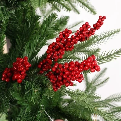 1-20PCS Red Artificial Holly Berry Stems Christmas Tree Decor DIY Picks Xmas UK