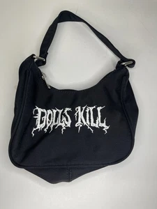 Dolls Kill Logo Mini Tasche Hand Schulter schwarz Goth bestickt - Bild 1 von 5