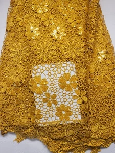 Embroidery Lace African Sewing Fabric Wedding Dress Prom Bridal 5YARDS - Picture 1 of 2