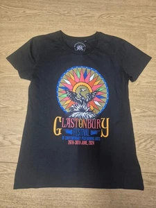 Glastonbury Music Festival 2024 XL Black T-Shirt Rare + Back Print - Picture 1 of 5
