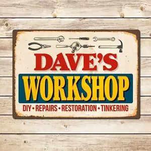 Personalised Metal Workshop Sign, Christmas Gift Dad Grandad Mechanic DIY - Picture 1 of 5