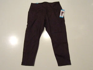 Danskin Womens  7/8 Bonded Leggings Black Cherry Red High Rise NWT Size S Small - Picture 1 of 3