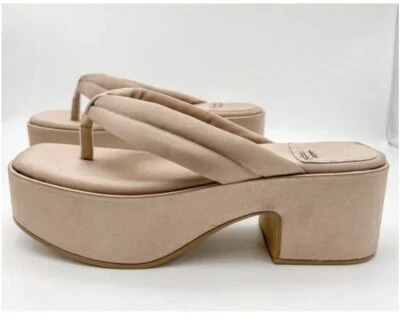 Free People Jeffrey Campbell Finley Sandalia Plataforma Satinada Tanga Rubor 7.5 Foto 1 de 4