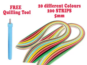 5 mm fai da te 200 strisce di carta quilling qualità artigianale *VENDITORE UK* kit decorazione fai da te artigianato - Foto 1 di 15