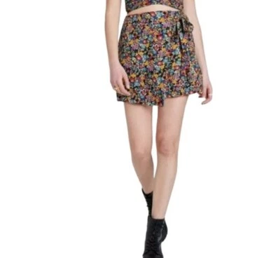 Wild Fable Womens Mini Faux Wrap Skirt Blue Multicolor Floral JR S New - Image 1 of 2