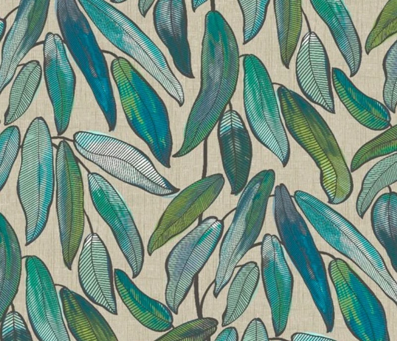 Tela de tapicería cortina de hojas tropicales para tejedores de Edimburgo por metro Foto 1 de 3