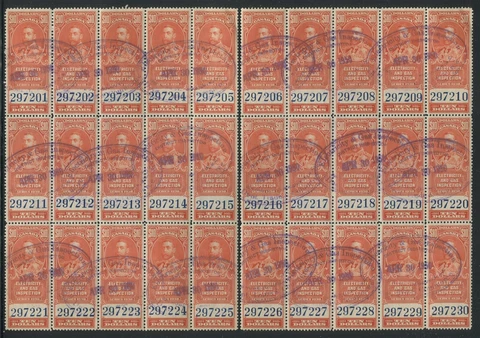 Canada Revenue FEG7 Used Electricity & Gas Inspection Stamps, 2 Blocks of 15 Cover
