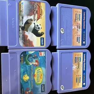 4 Vtech VSmile Games Cartridges 2 Learning Content Kung Fu Panda Little Mermaid - Picture 1 of 1