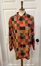 Vintage 1980/1990 Impressions of California Colorful Checked Top 14 FREE SHIP