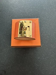 Hermes Kelly Dog Bracelet Orange Leather With Gold Hardware - Picture 1 of 3
