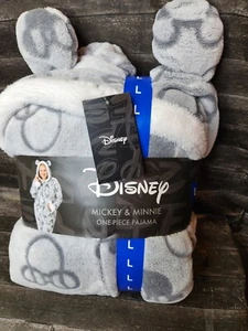 Disney Mickey & Minnie Mouse Pajama One Piece Hooded Character Adult LARGE - Picture 1 of 7