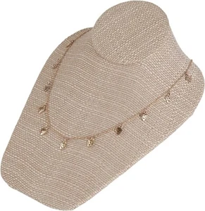 Lote de 4 Exhibidores de Collares Lino Tostado Busto Acolchado Vitrina 6 3/4" An x 8" x 3 1/2" - Imagen 1 de 10
