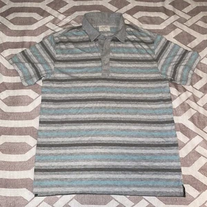 Linksoul Polo Shirt Size L Large Striped Short Sleeve Luxury Cotton Golf Casual - Picture 1 of 8