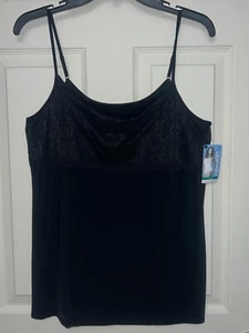 Camisola de microfibra elástica con ribete de encaje Promise JOCKEY No Panty Line XL negra nueva con etiquetas - Imagen 1 de 3