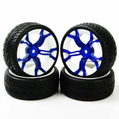 4Pcs 1:10 Run Flat Tires&Rims 12mm Hex For RC On Road Racing Car PP0150+MPNWB  - Image 1 of 4