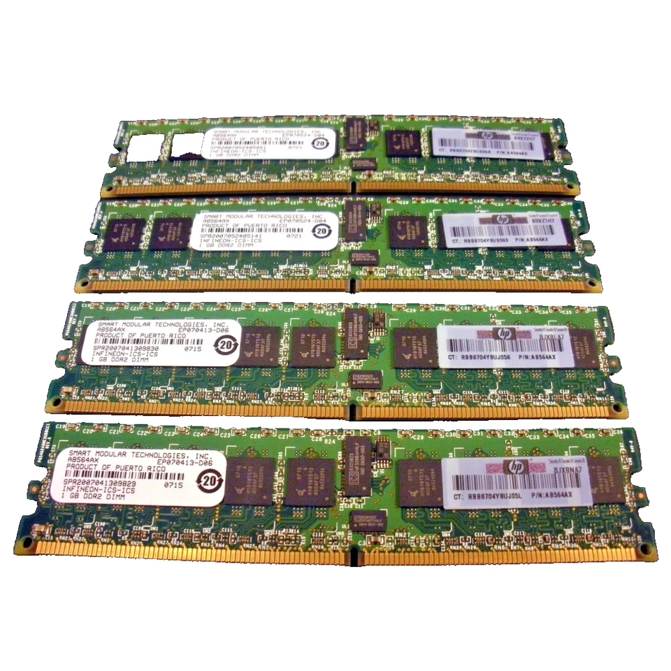 HP AB564A 4GB (4x 1GB) DDR2 PC2-4200 Memory Kit for rx3600 rx6600 - Image 1 of 1