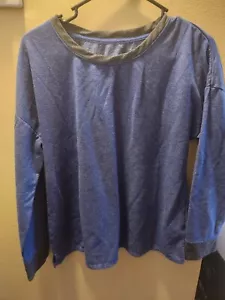 Cuddl Duds Blue Lightweight Sweatshirt - Size PM - Picture 1 of 3