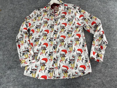 Рубашка мужская Joe Browns большая с черепом Santa с принтом в виде мороженого на пуговицах N327 - Изображение 1 из 4