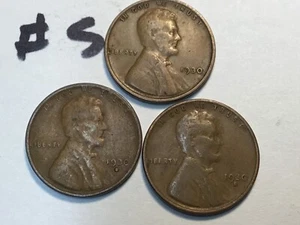 1930-P, 1930-D , 1930-S, 1930PDS, LINCOLN CENTS, Penny , US One Cent, 3 Coins - Picture 1 of 8