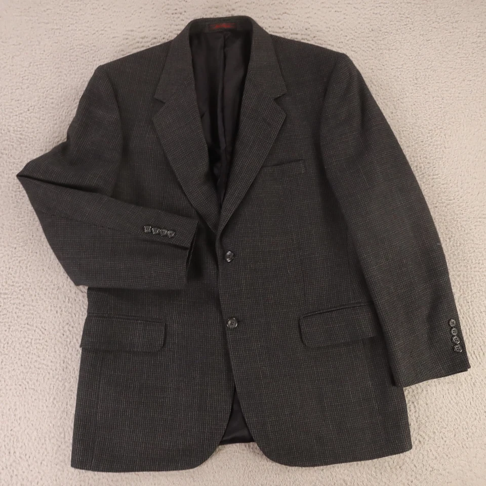 Stuart Hughes Jacket M Gray Nailshead Check Wool Tweed Blazer Sport Coat 42R - Image 1 of 4