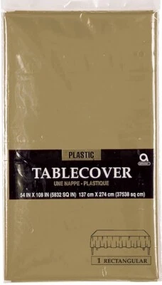 Amscan Gold Plastic Table Cover - 54" x 108", 12 Pc, NWT ,Free Shipping  - Image 1 of 4