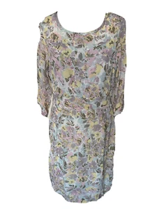 Adini 100% viscose georgette dress round neck side zip lined Size XL/L1 - Picture 1 of 2
