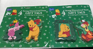 4 Winnie the Pooh Strung Dimensional Christmas Gift Tags Two Packs