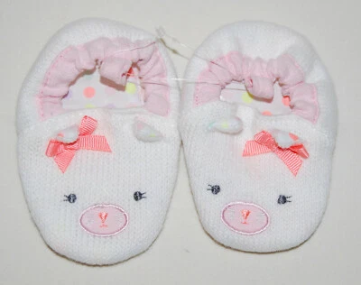 NWT Cloud Island Infant Girls Ivory Bunny Baby Easter Slippers sz 0-6 Months - Image 1 of 4