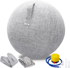 Exercise Ball Chair with Fabric Cover, Pilates Yoga Ball Chair Home Office Desk, - Picture 1 of 8