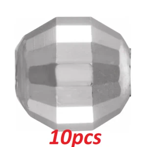 (10) 4 mm Oro Blanco 14K Espejo Facetado Biselado Diamante Corte Redondo Cuerda Cuentas - Imagen 1 de 3