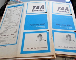 TAA AIRLINES 2 x TIMETABLE  1967 TRANS AUSTRALIAN AIRLINES - Foto 1 di 5