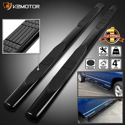 Fits 2015-2024 F150 SuperCrew Cab 4" Oval Black Side Step Nerf Bar Running Board - Image 1 of 4