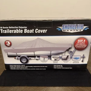 Shoreline Marine 150 Denier Reflective Polyester Tráiler able Boat Cover New - Picture 1 of 5