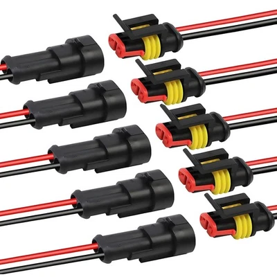 10-Pair Waterproof 12V 2-pin Electrical Wire Connector Plug Cable Boat Car truck - Image 1 of 4