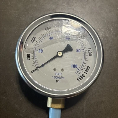4" PRESSURE GAUGE 0-1500 PSI 1/4" LOWER MOUNT KC-C19 - Image 1 of 4
