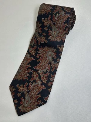 Adolfo Hombre Cuello Tiempo 100% Seda Hecho en EE. UU. Rojo Y Negro Pasiley Foto 1 de 3