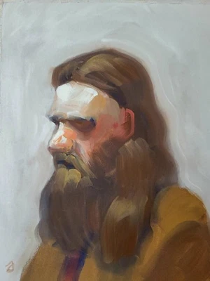 J M Johnson - Retrato abstracto expresivo contemporáneo original arte gouache Foto 1 de 4