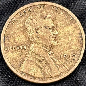 1919-P Lincoln Wheat Cent Woody Improper Alloy Mix Grainy US Mint Error Penny - Picture 1 of 5