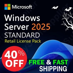 Microsoft Windows Server 2025 STANDARD 24 Core License KEY +10 Access CALs - NEW - Picture 1 of 14