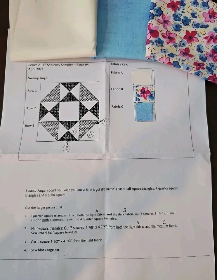 Quilt Block Pattern With Fabric - Image 1 of 1